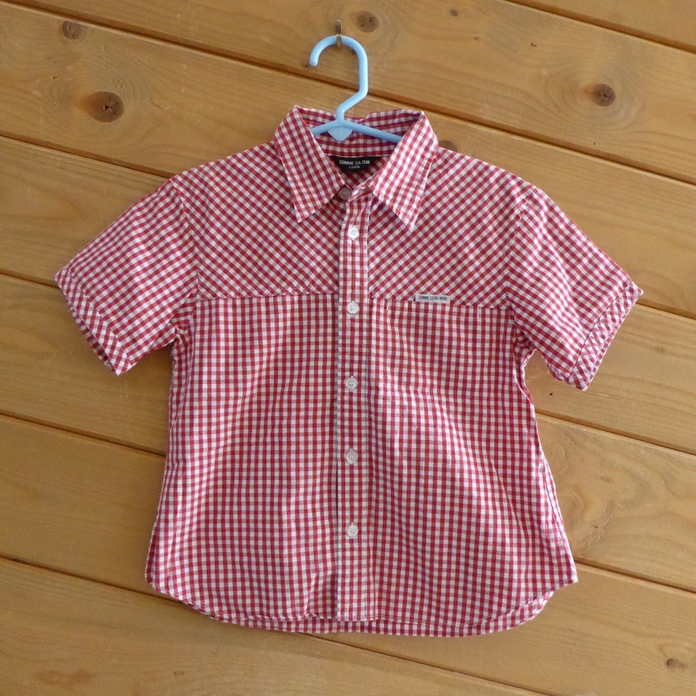 Comme Ca ISM Red Gingham Check Boy Shirt S 6-7